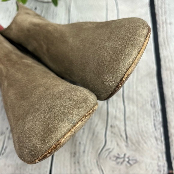 Aquatalia Famous Suede Ankle Boots Block Heel Booties Brown Sz 10 - Picture 12 of 16